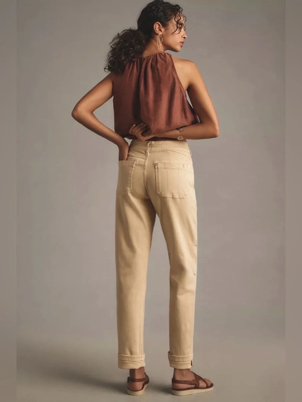Anthropologie Pilcro Wanderer Relaxed Straight Jeans in Beige, Women’s size 29